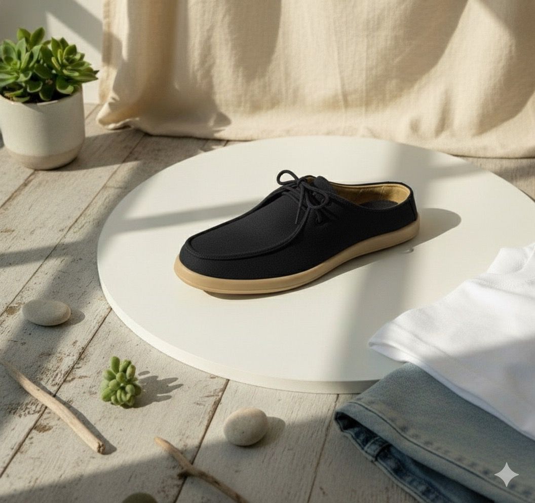 Aetos Men’s Black Linen Fisherman Slip-On Shoes