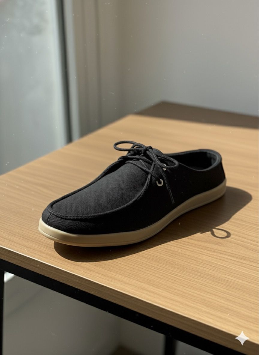 Aetos Men’s Black Linen Fisherman Slip-On Shoes