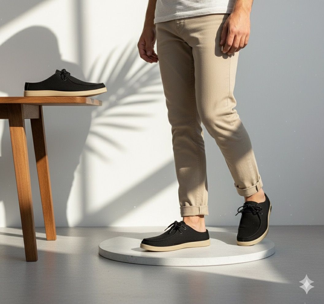 Aetos Men’s Black Linen Fisherman Slip-On Shoes